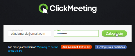 logowanie click meeting